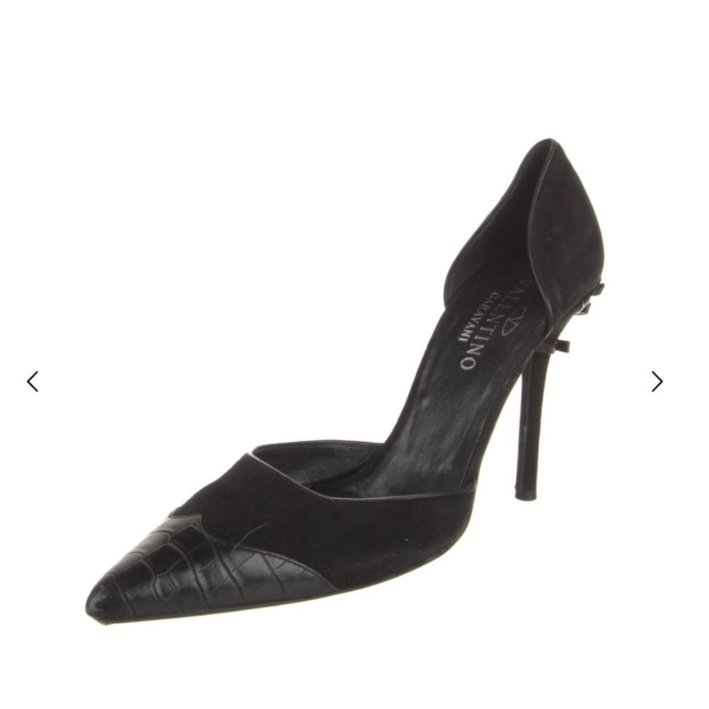 Vintage Valentino Leather Bow Accents D'Orsay Pumps Heels  Size:10 IT40